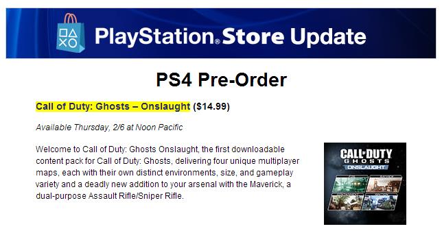 CoD ゴースト:DLC”Onslaught”、PS3,PS4に明日配信! PS公式ブログに掲載