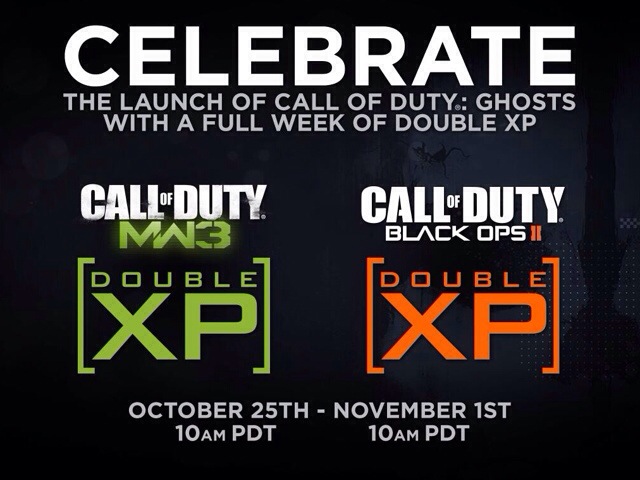 史上初のBO2&MW3同時ダブルXP!プレマスには『CoD:Ghosts』用の6つの特別ボーナスも