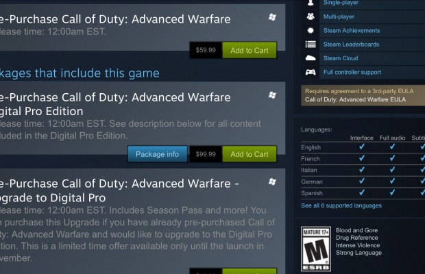 『Call of Duty: Advanced Warfare（コール オブ デューティ アドバンスド・ウォーフェア）』海外Steamでの事前ダウンロード開始