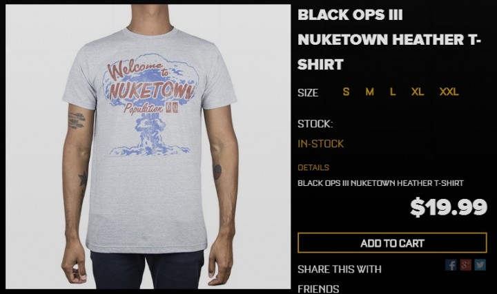 CoD:BO3:公式サイトから「NUKETOWN」と「ゾンビラボ」Tシャツが発掘
