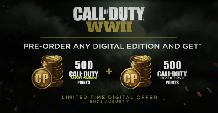 CoD:WWII:デジタル版の予約で合計「1,000 CODポイント」が貰えるキャンペーン開始