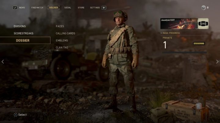 CoD:WWII: ロビーやカスタムシーンの画像と映像がリーク? (3枚)