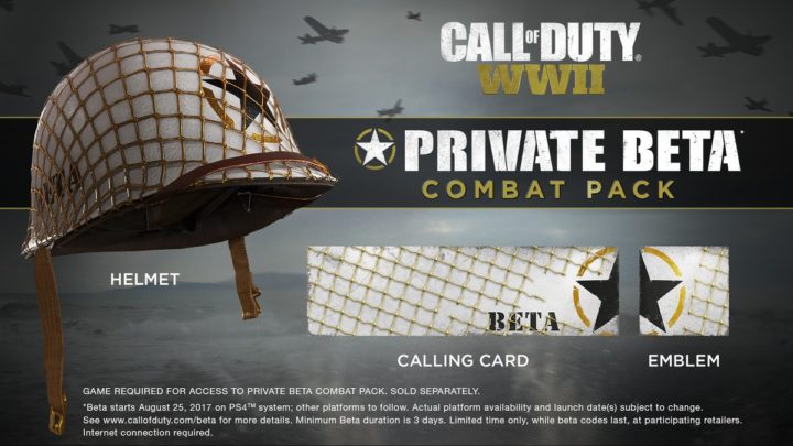CoD:WWII:8月26日開催のオープンベータ参加特典発表、限定ヘルメットなどの3点セット