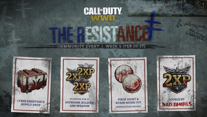 CoD:WWII: 兵士・武器・師団・ゾンビのダブルXPが全プレイリストで開催へ