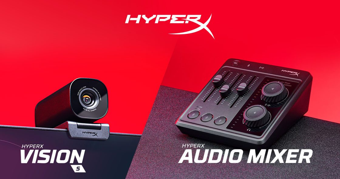 HyperX、ゲーミングクリエイター向けに「HyperX Clutch Gladiate RGBゲーミングコントローラー」や初の「ウェブカメラ」「オーディオミキサー」を10月26日発売、予約受付開始 Vision S and Audio Mixer PR image